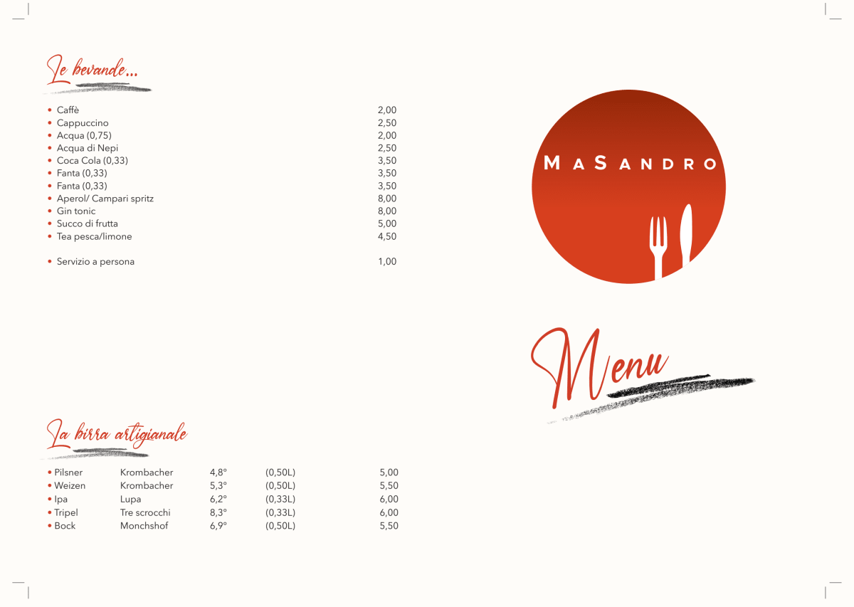 Masandro menu