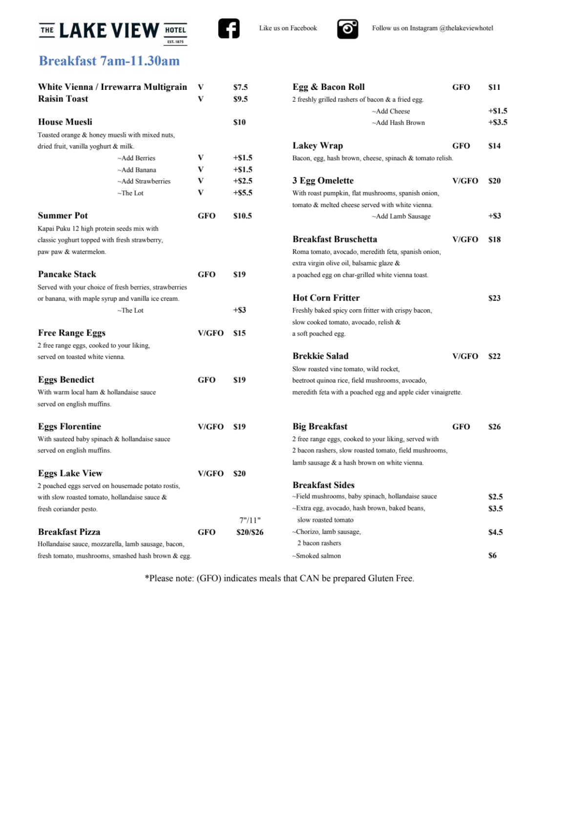 Menu 2024 Lake View Hotel in Lake Wendouree VIC TheFork