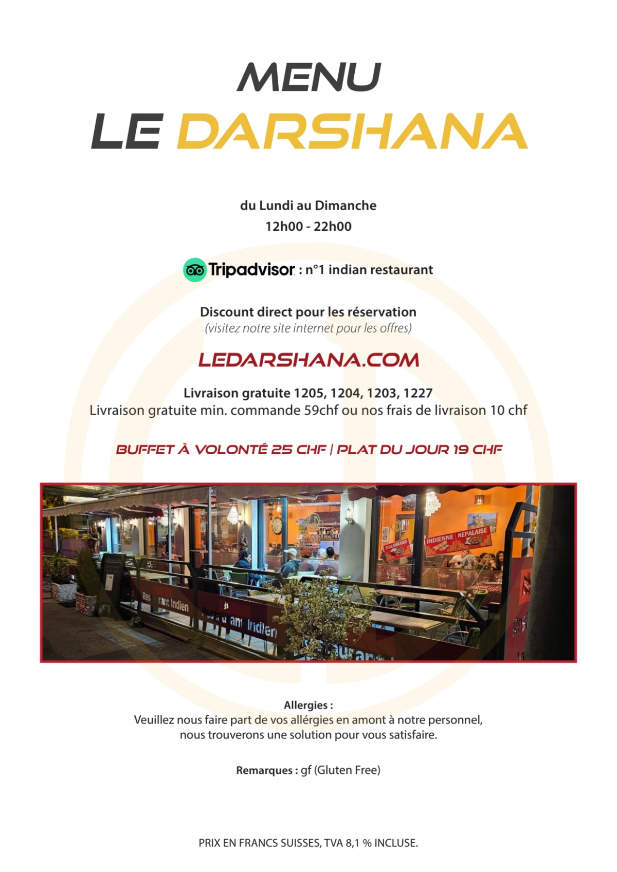 Le Darshana menu