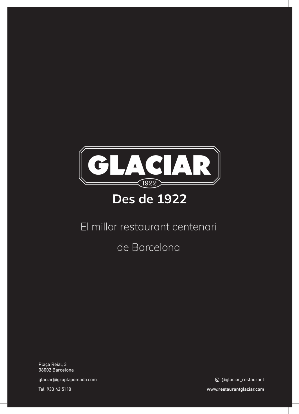 Glaciar menu