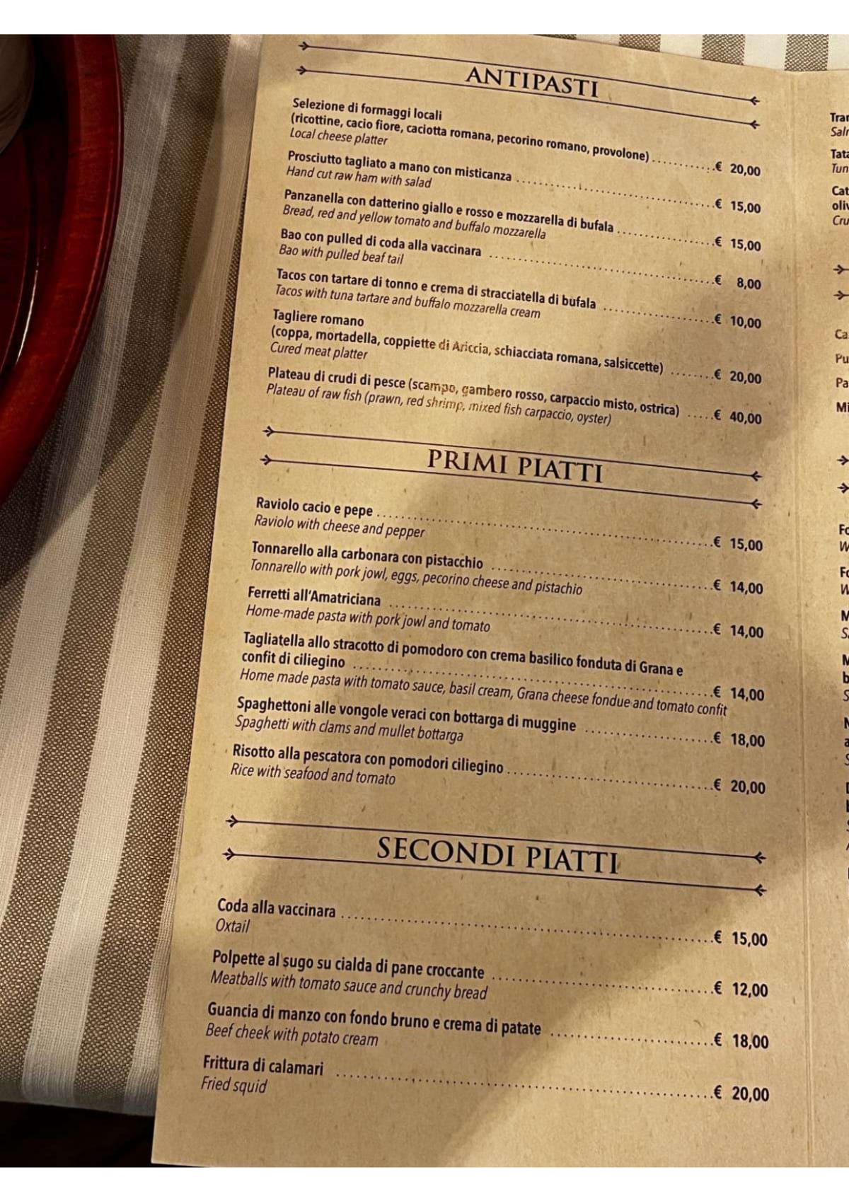 Dai Senatori menu