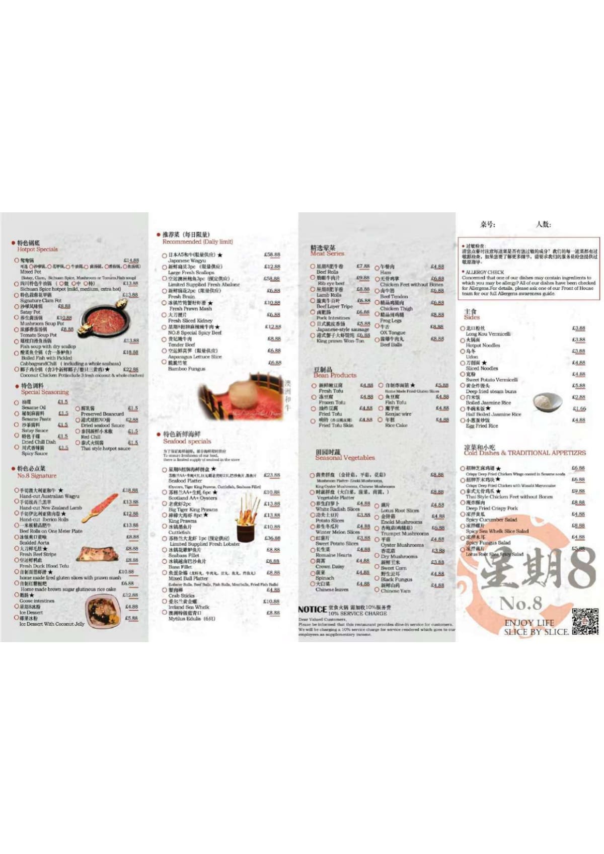 Speisekarte 2024 No 8 Hotpot Restaurant in Manchester TheFork