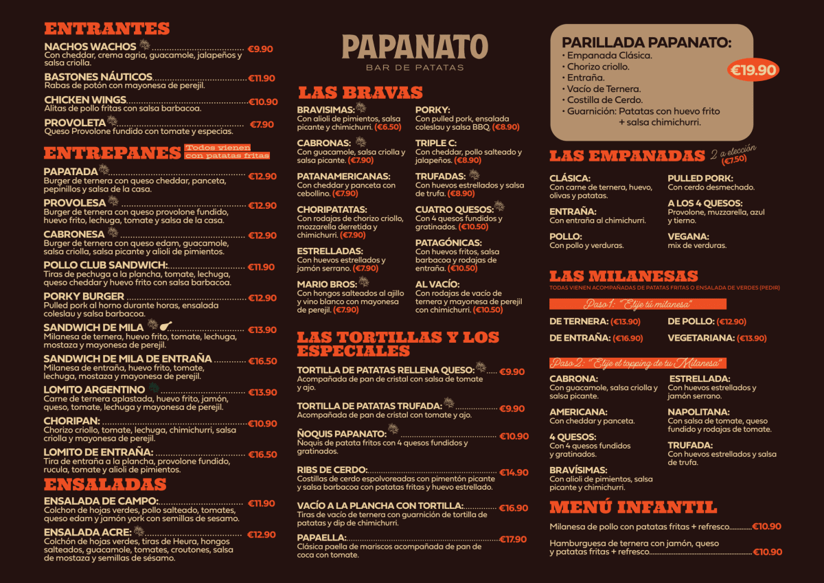 Papanato Barceloneta menu