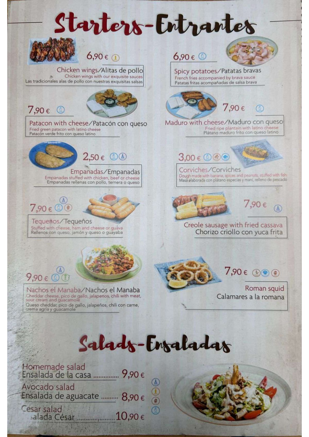 El Manaba - Madrid menu