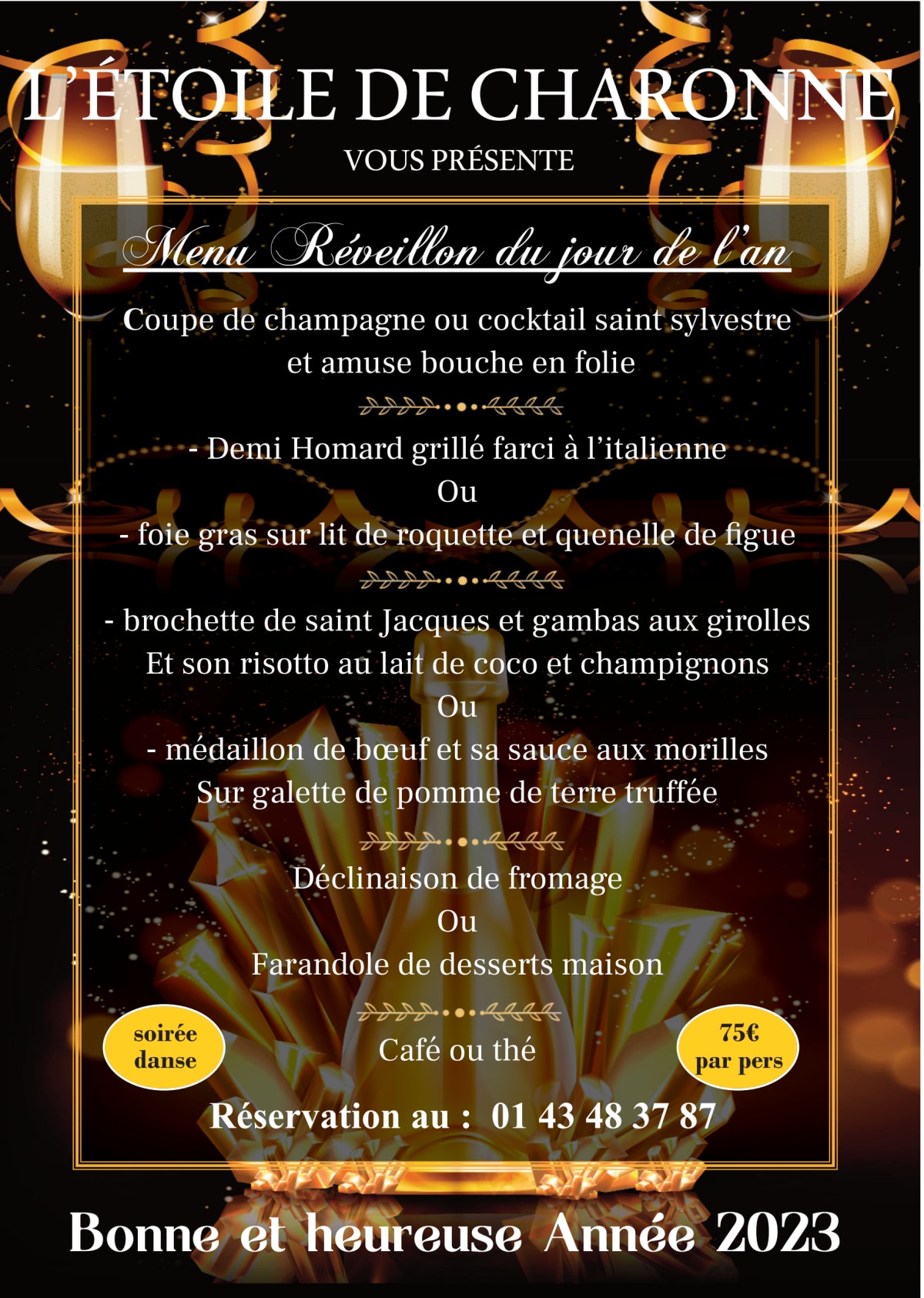 L'Etoile de Charonne menu