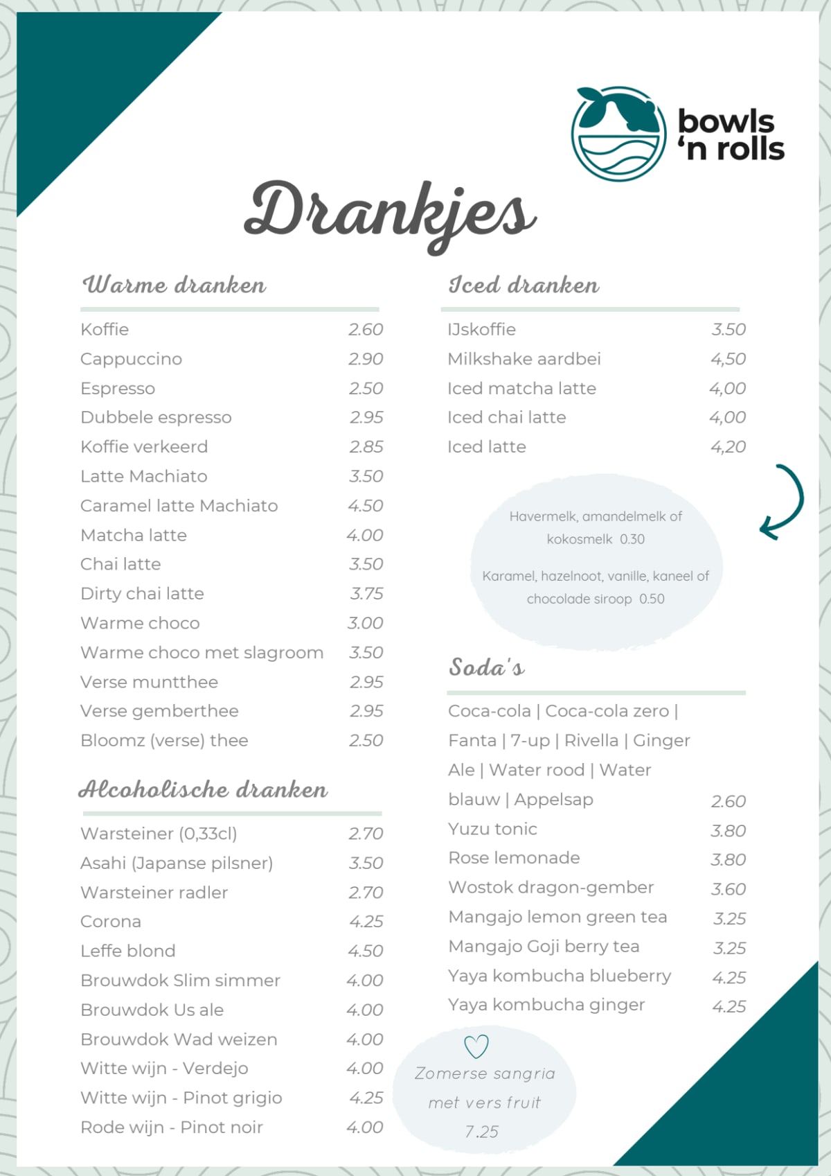 Menu 2024 Bowls 'n Rolls in Leeuwarden TheFork