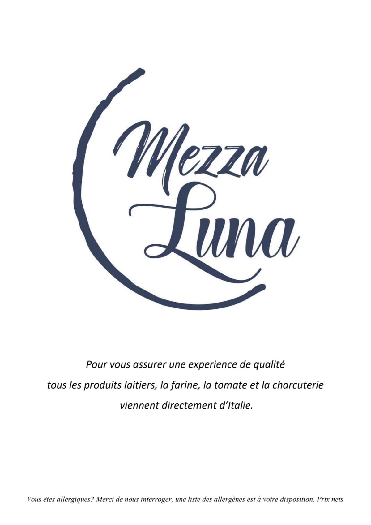 Mezza Luna - Pizzeria Artisanale menu