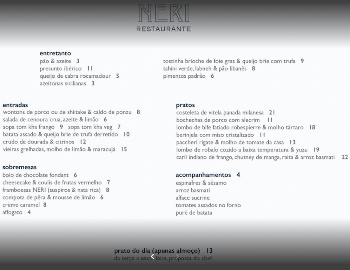 Neri menu