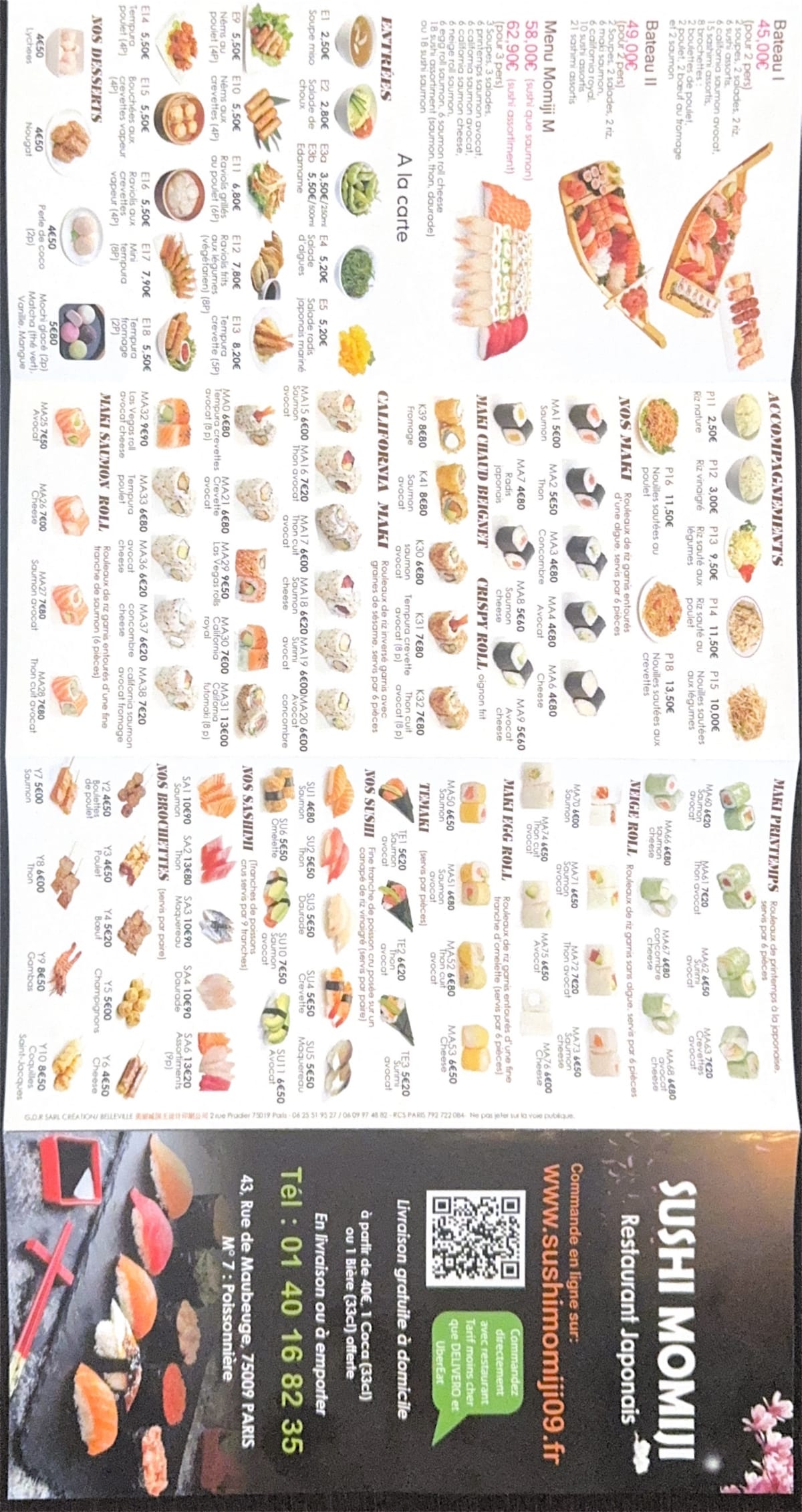 Sushi Momiji menu