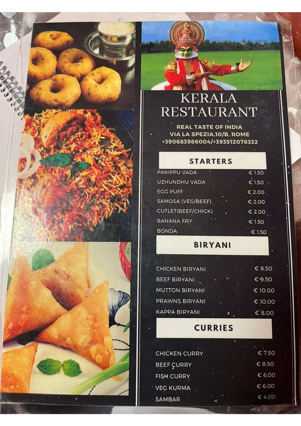 Kerala menu