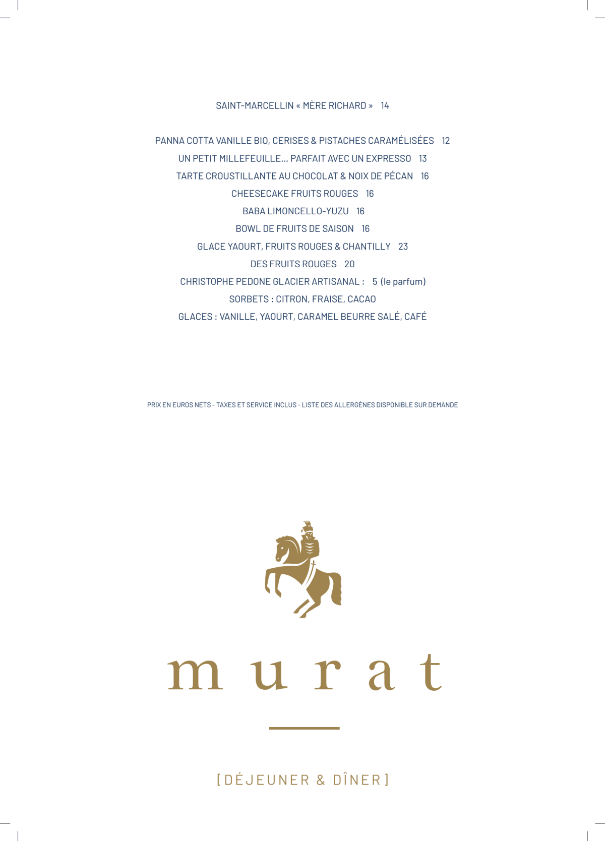 Le Murat menu