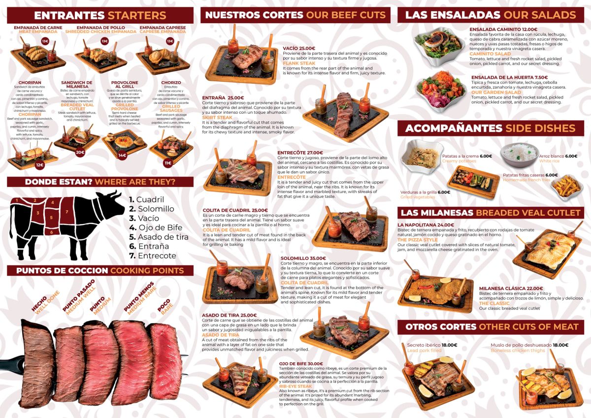 Caminito Grill Steak House menu