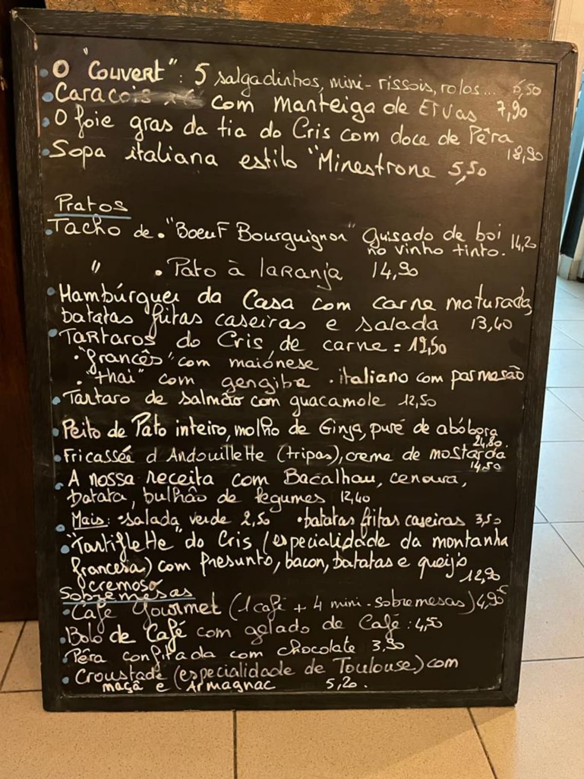 O Balcão dos Dois Irmãos menu