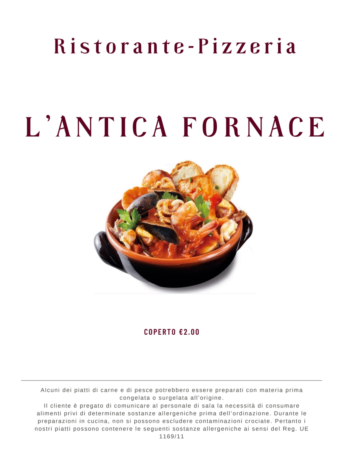 L’Antica Fornace menu