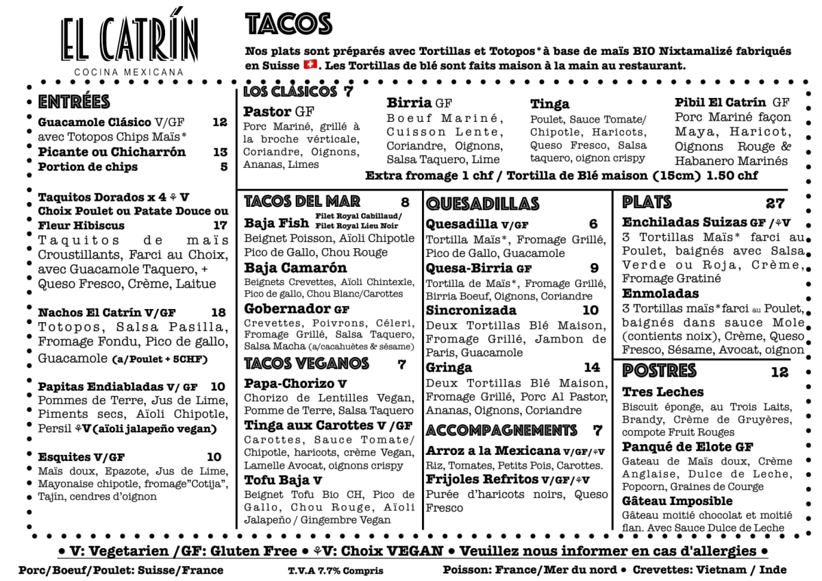 El Catrín menu