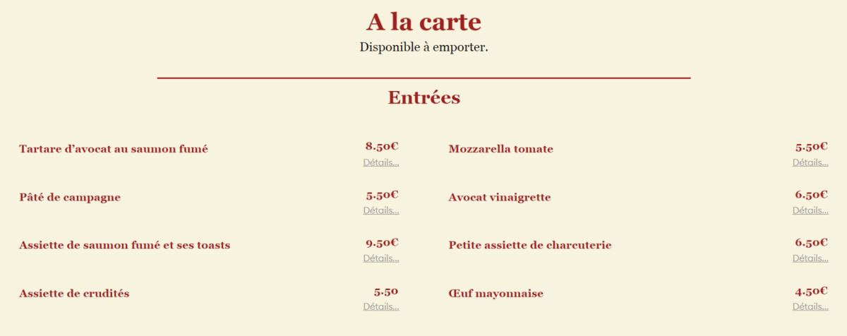 Le Pelleport Cafe menu