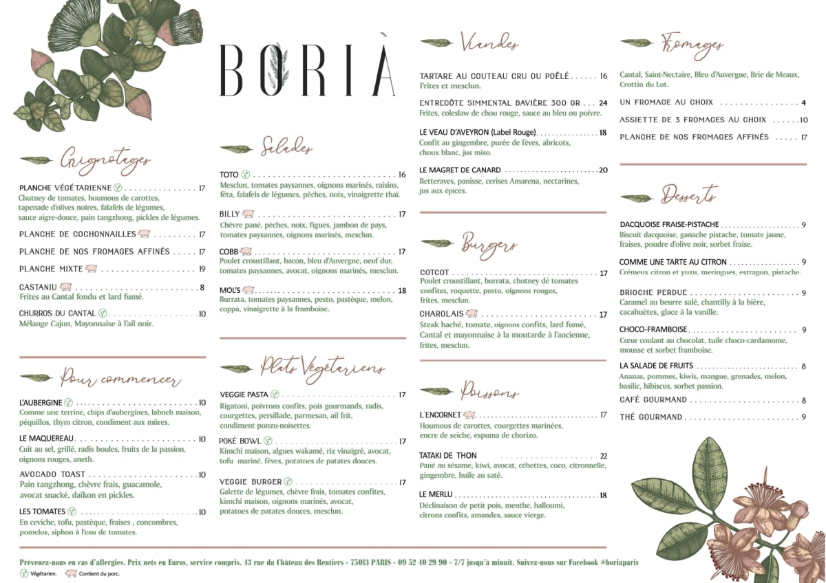 Boria menu