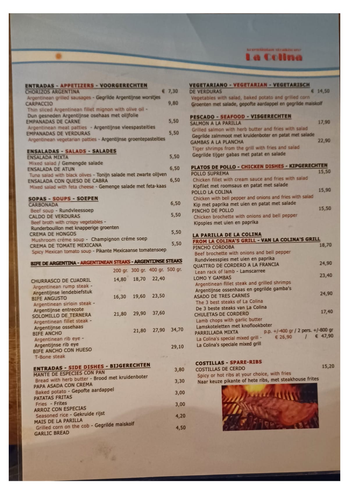 La Colina menu