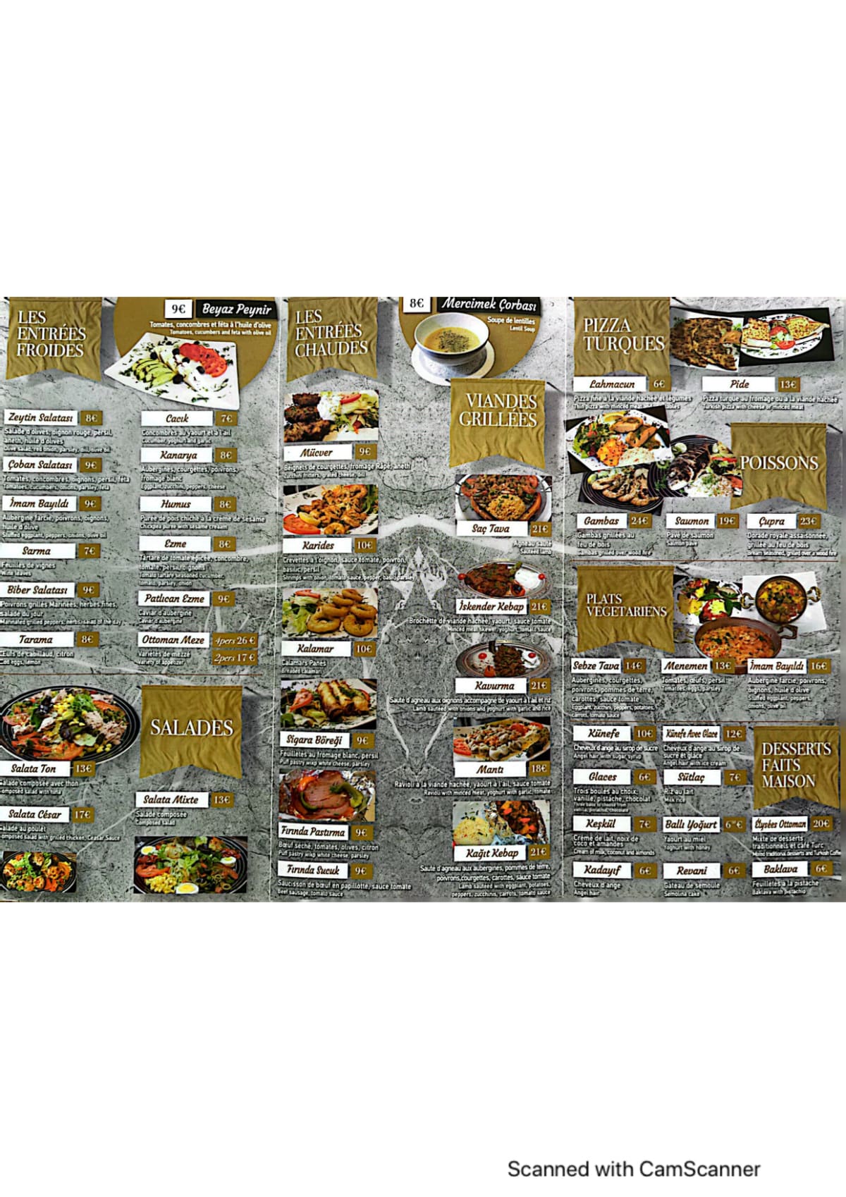 Carte et Menus 2024 Élysées Restaurant (Ottoman) à Paris TheFork