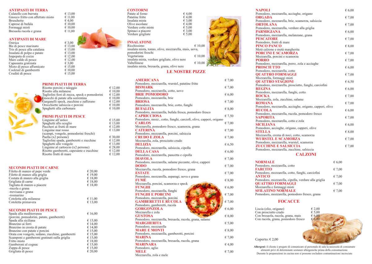 Marina sul Naviglio menu