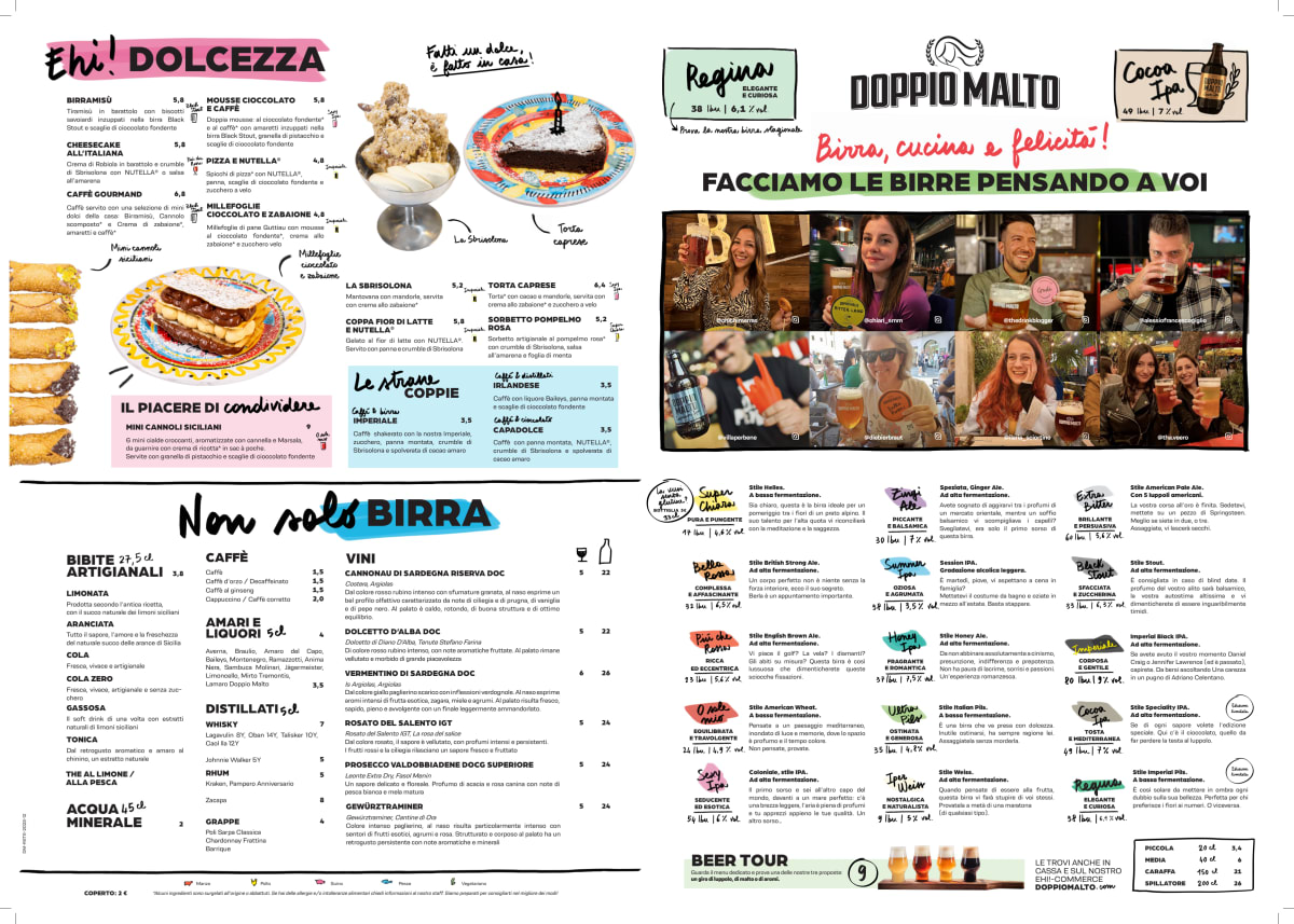 Doppio Malto Milano Porta Romana menu