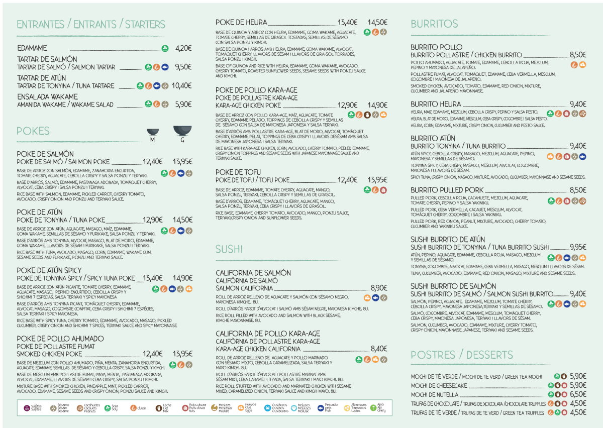 4 Pokes Poblenou menu