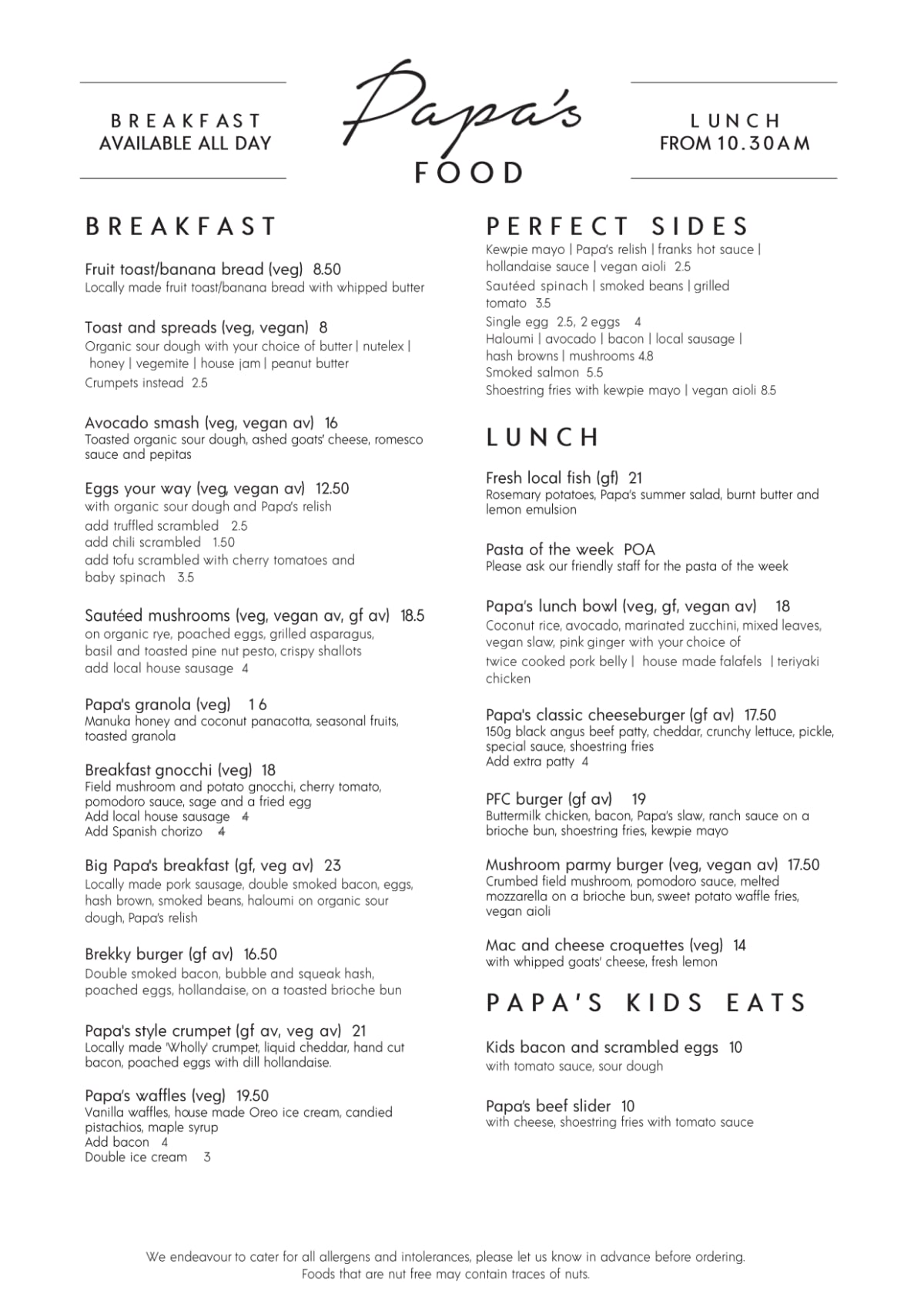 Menus 2022 Papas Corner Cafe in Stafford TheFork