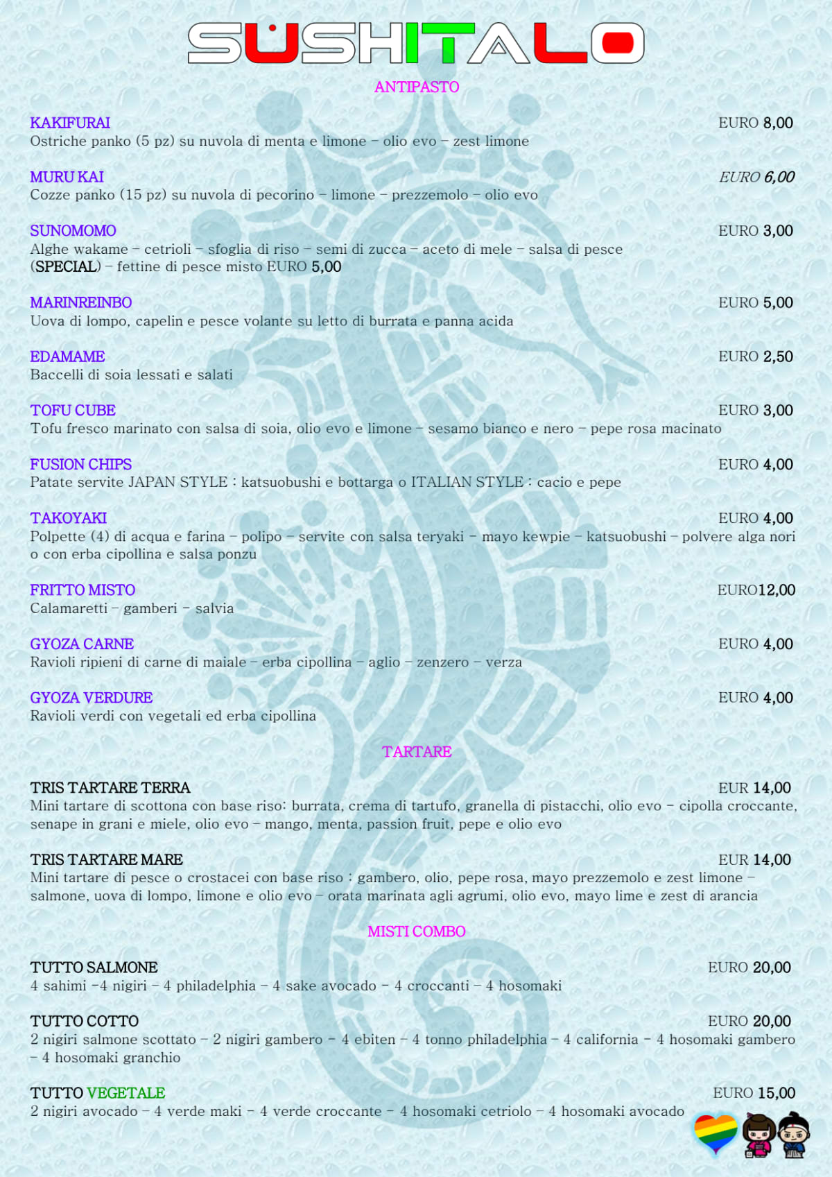 Sùshitalo menu