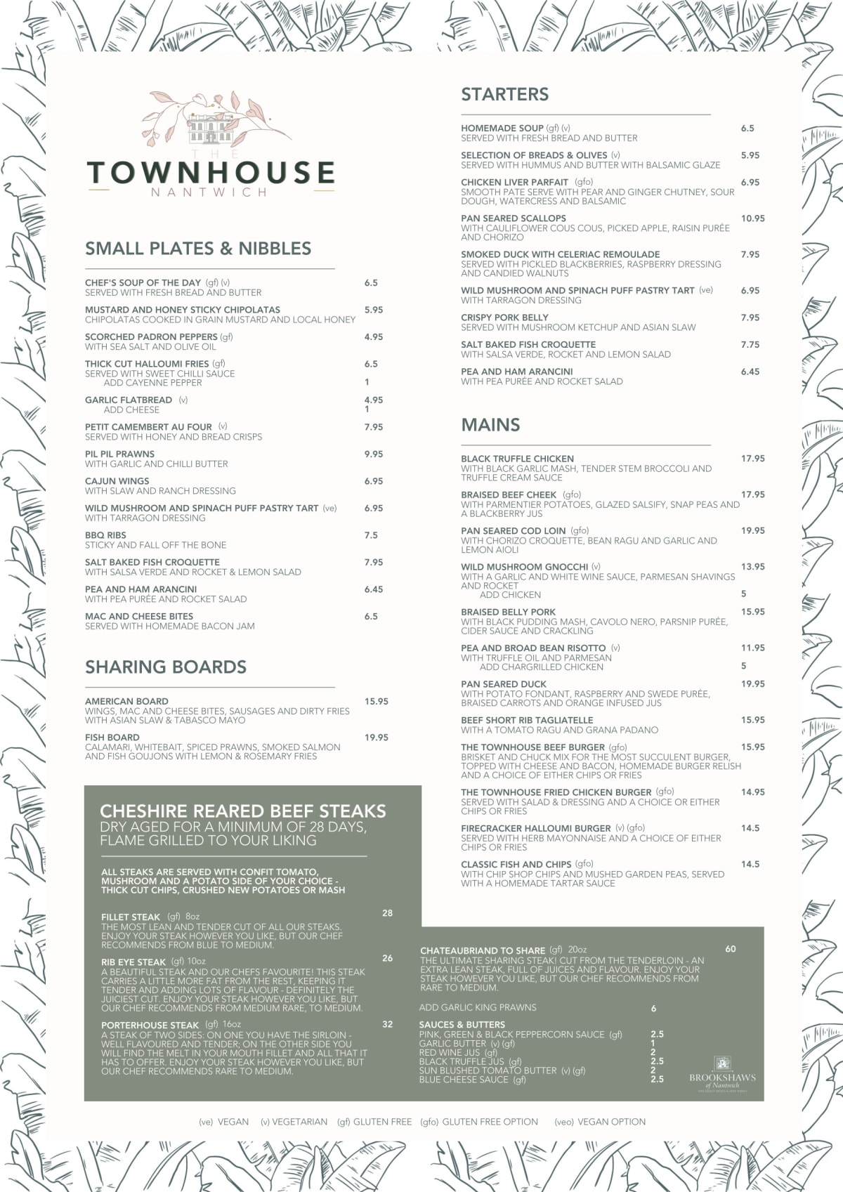 Menus 2023 The Townhouse in Nantwich TheFork
