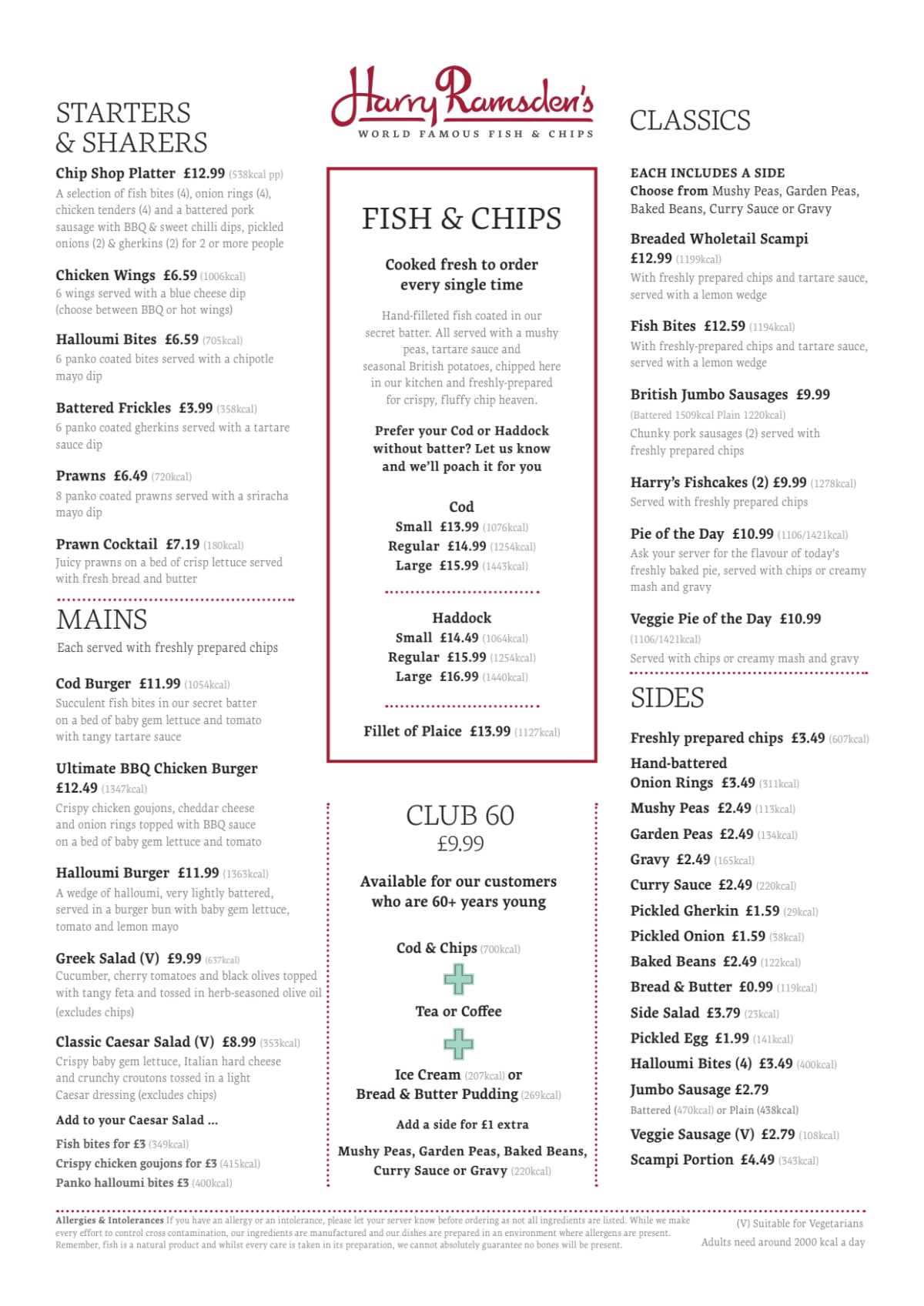 Harry's menu new arrivals