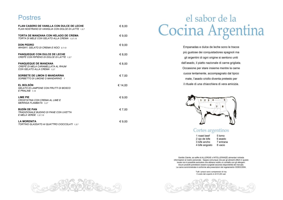 El Porteño Darsena menu