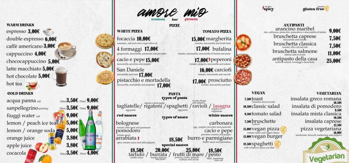 Italian Gourmet menu