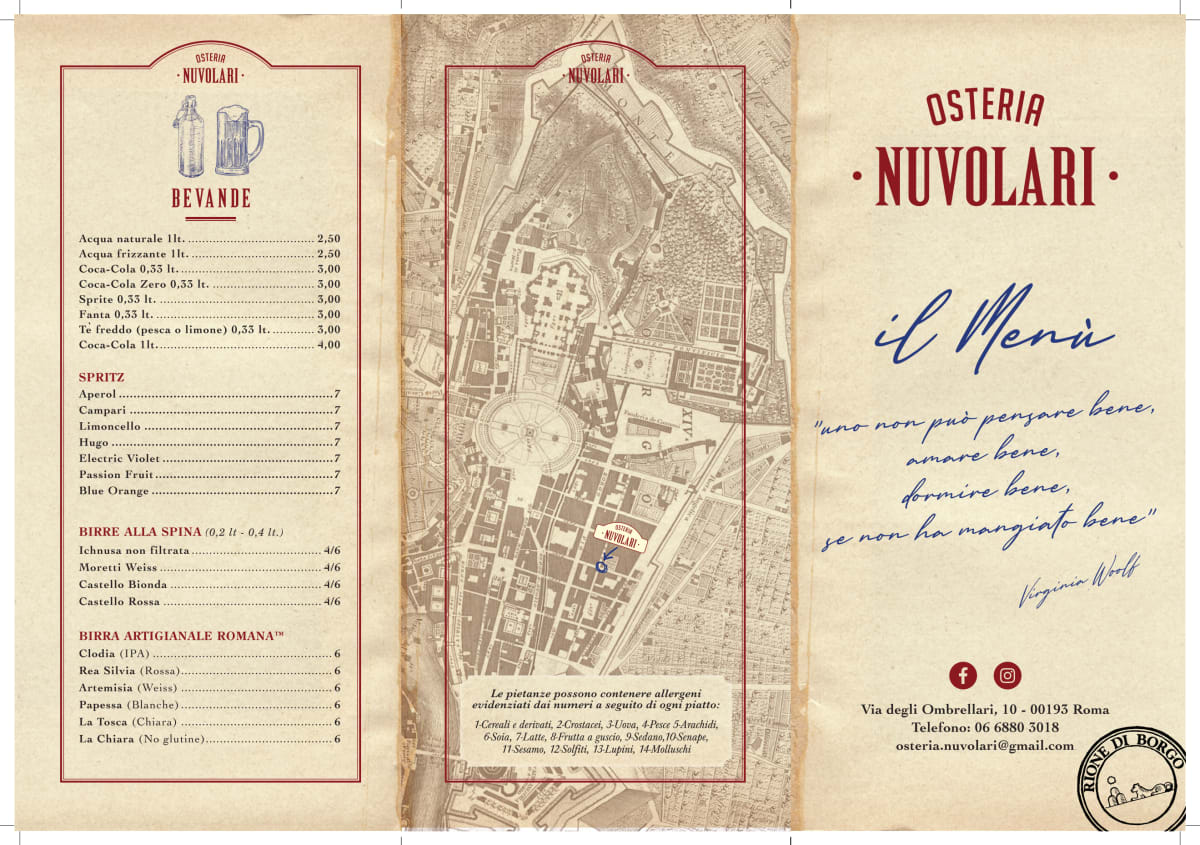 Osteria Nuvolari menu