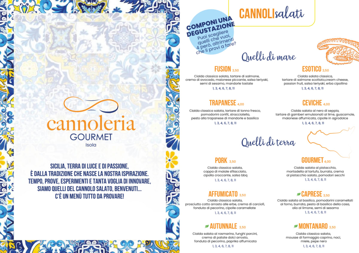 Cannoleria Gourmet menu