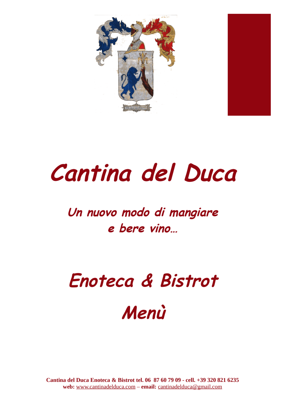 Cantina del Duca menu