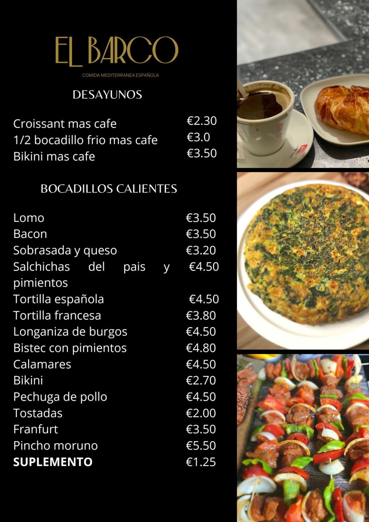 El Barco menu