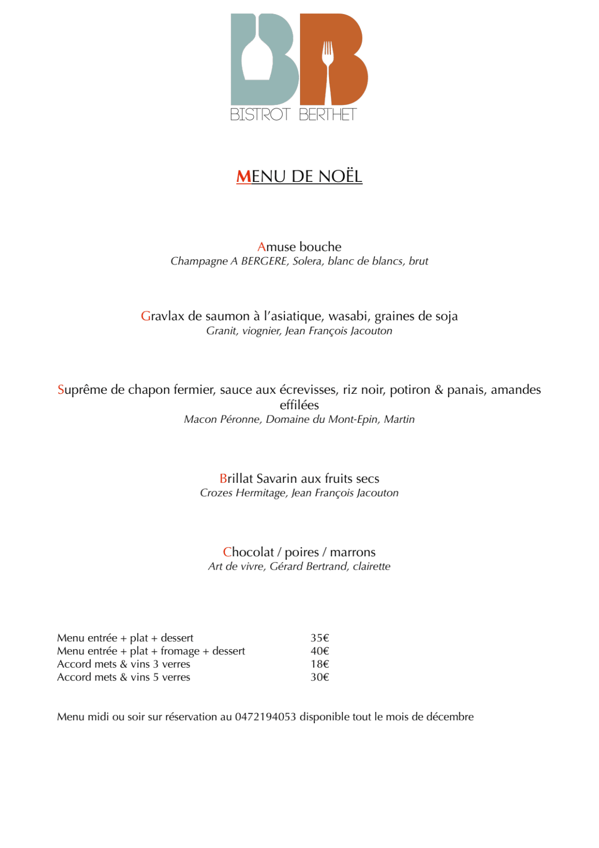 Menù completo e carta 2024 Le Bistrot Berthet a Lione TheFork