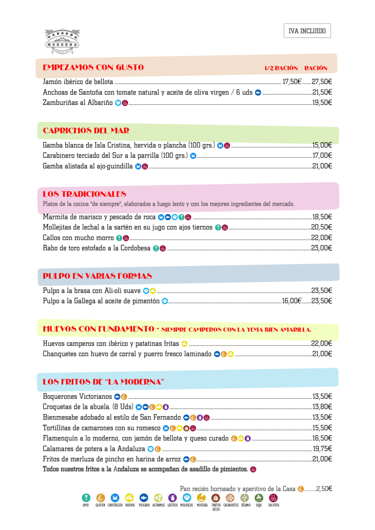 Taberna Moderna menu