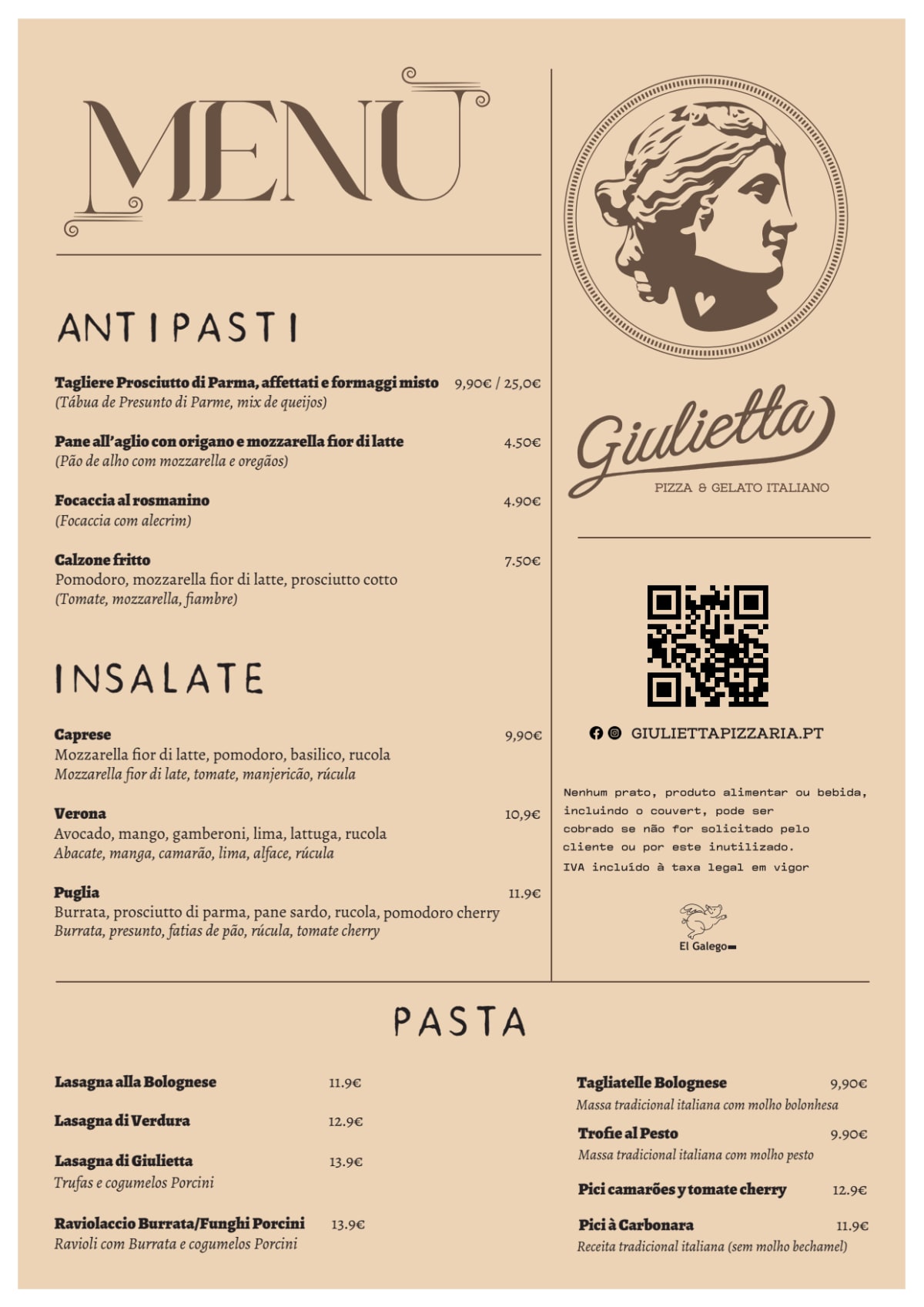 Menu 2024 Giulietta Pizza & Gelato em Santarém TheFork