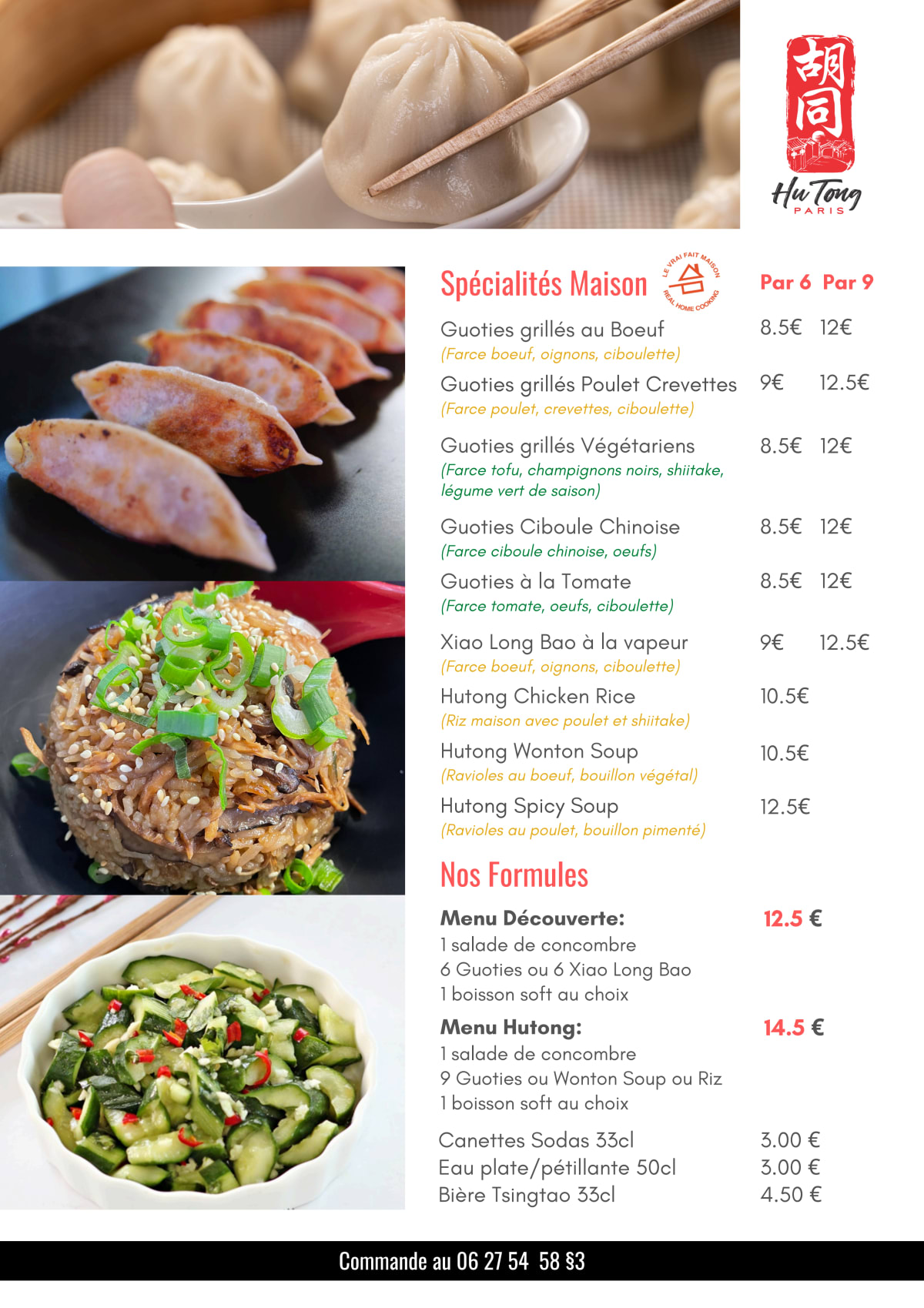 Hutong Paris menu