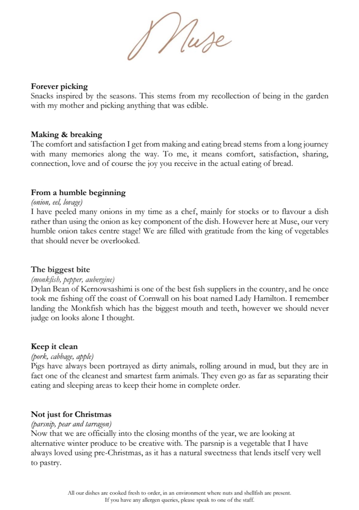 Menù completo e carta 2024 Muse a Londra TheFork