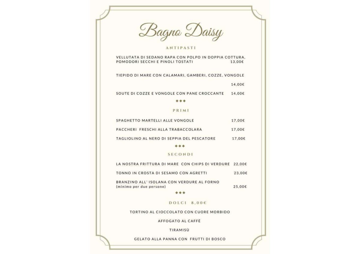 Carte et Menus 2024 Daisy Restaurant à Pietrasanta TheFork