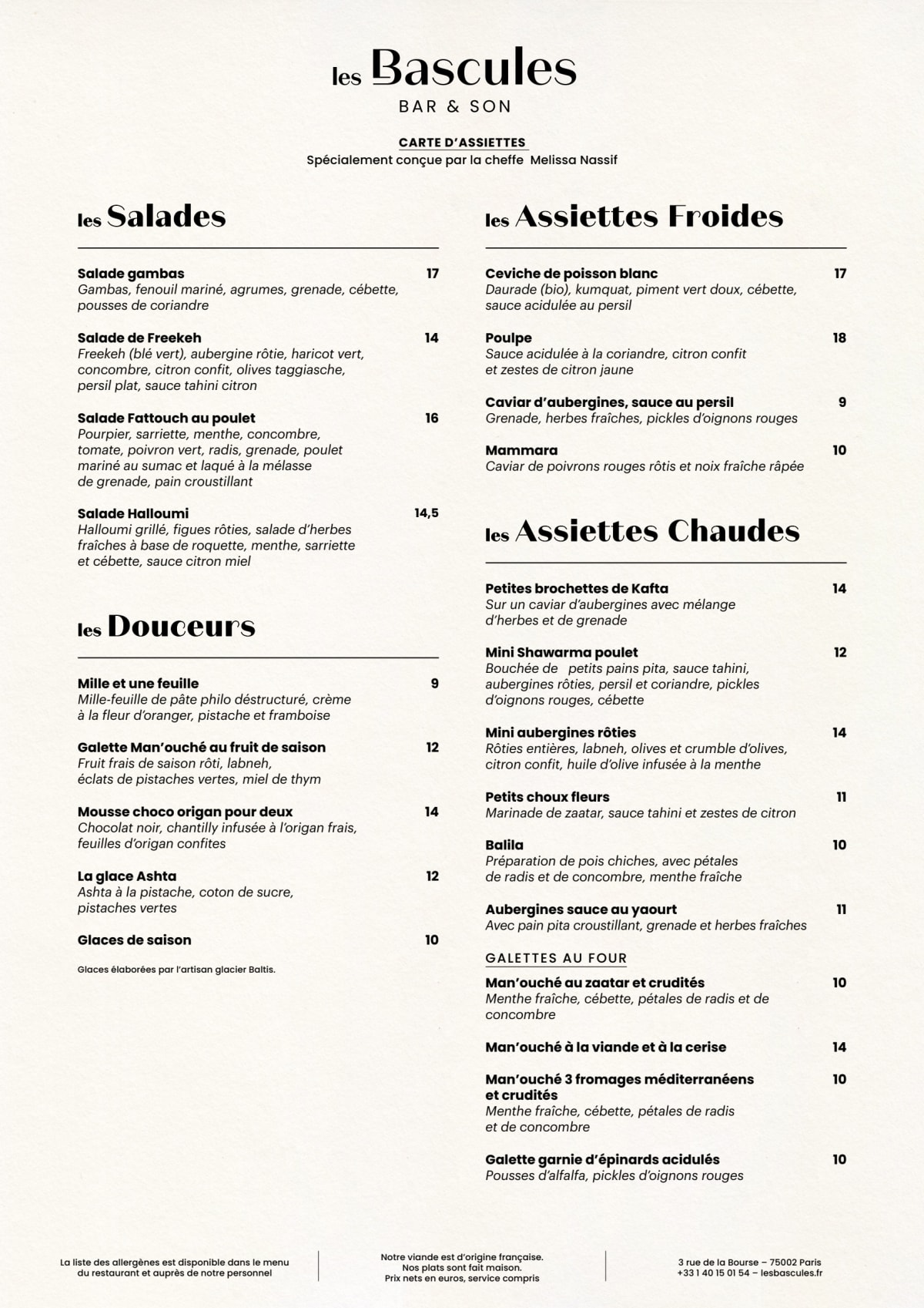 Les Bascules menu