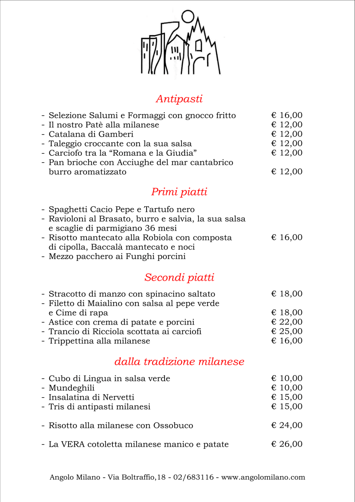 AngoloMilano menu