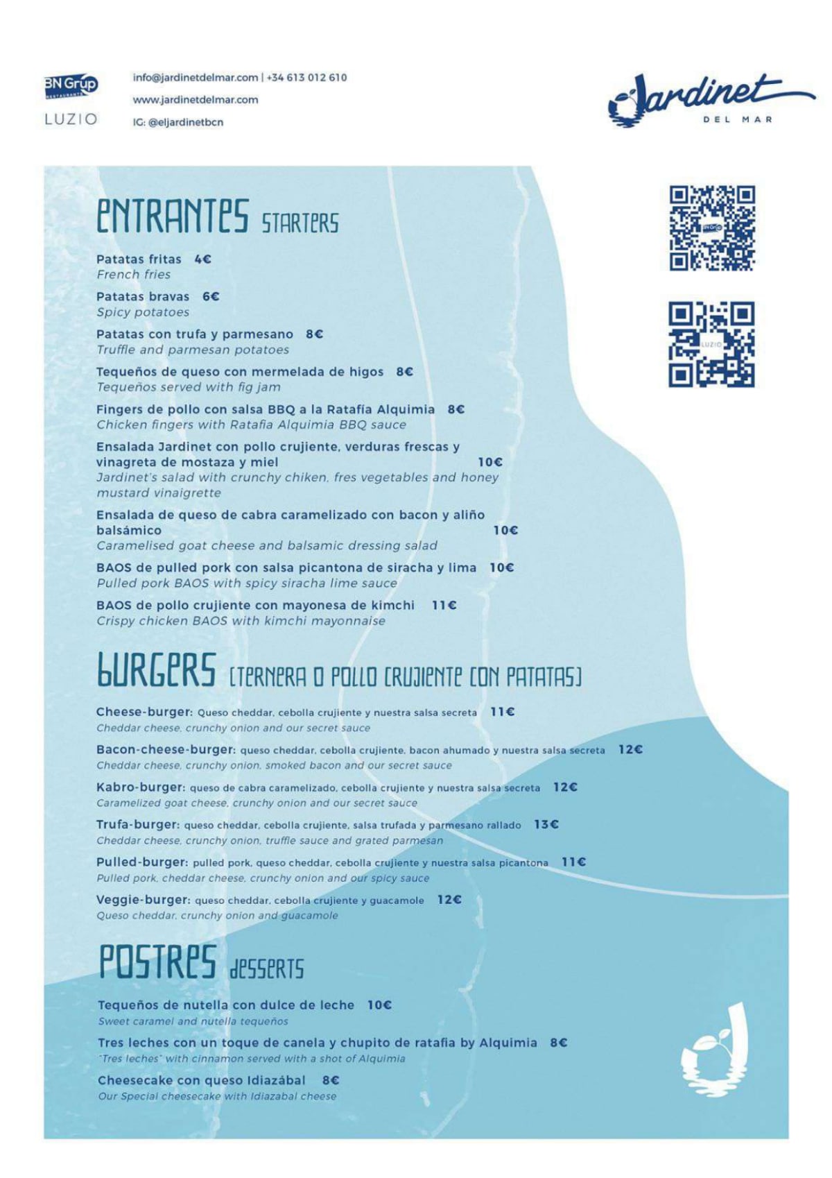 Jardinet del Mar menu