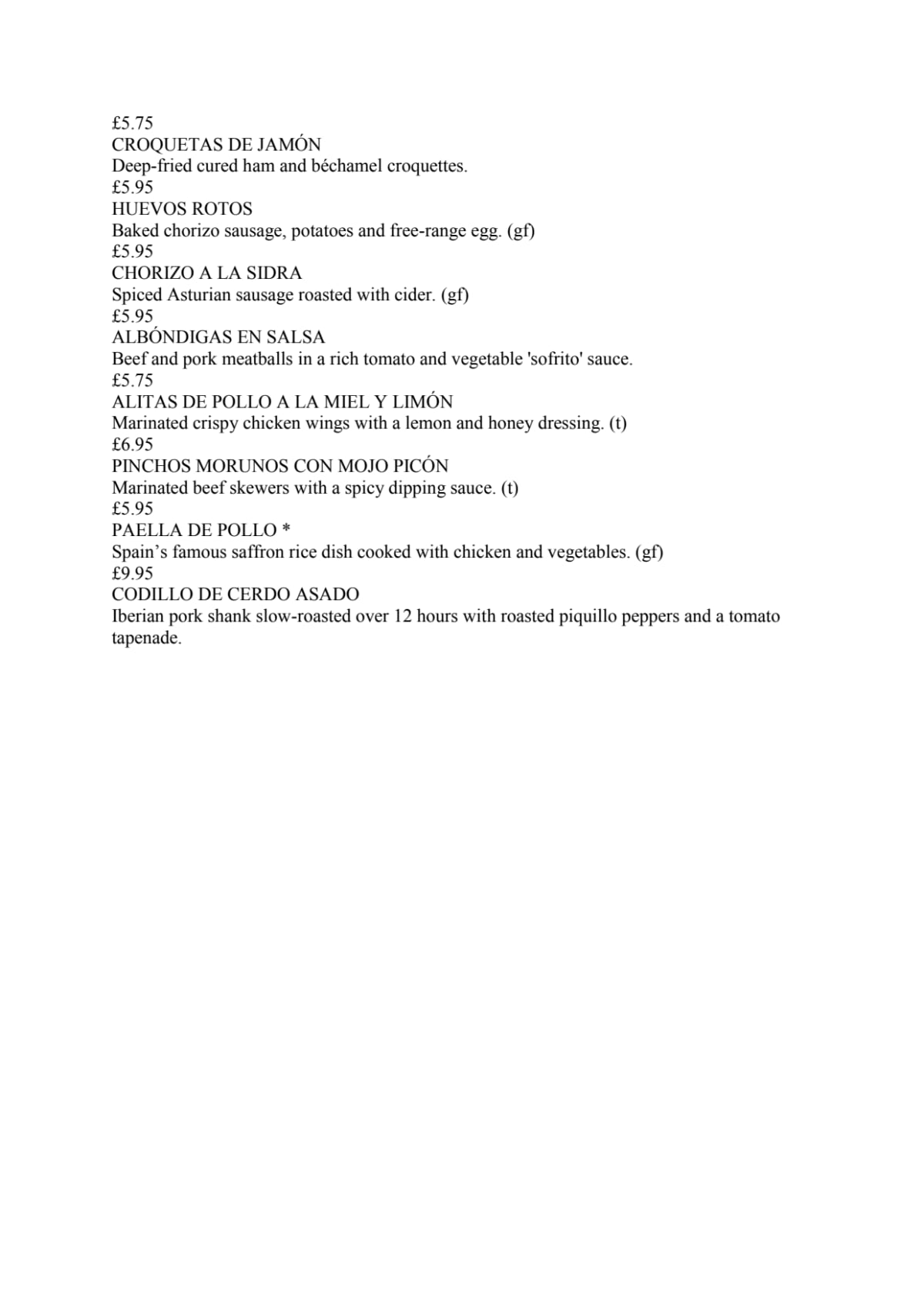 Menu 2023 Tapas Revolution Bluewater in Greenhithe TheFork