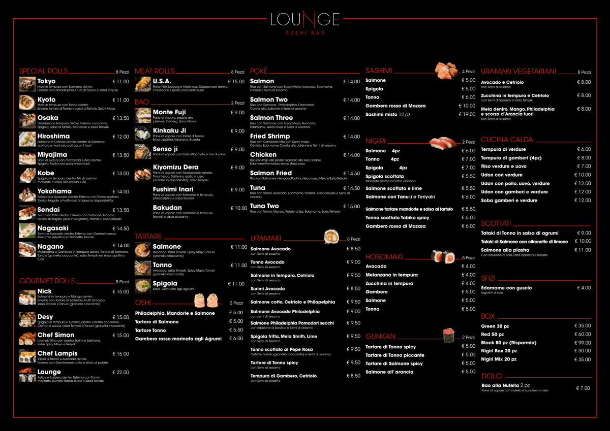 Lounge Sushi - 100% Italiano menu