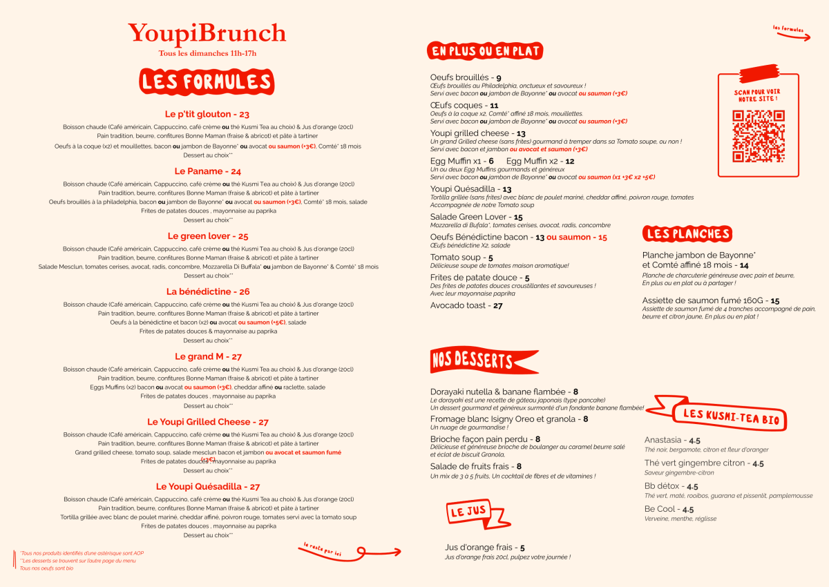 YoupiBrunch - Chez Gladines les Halles menu