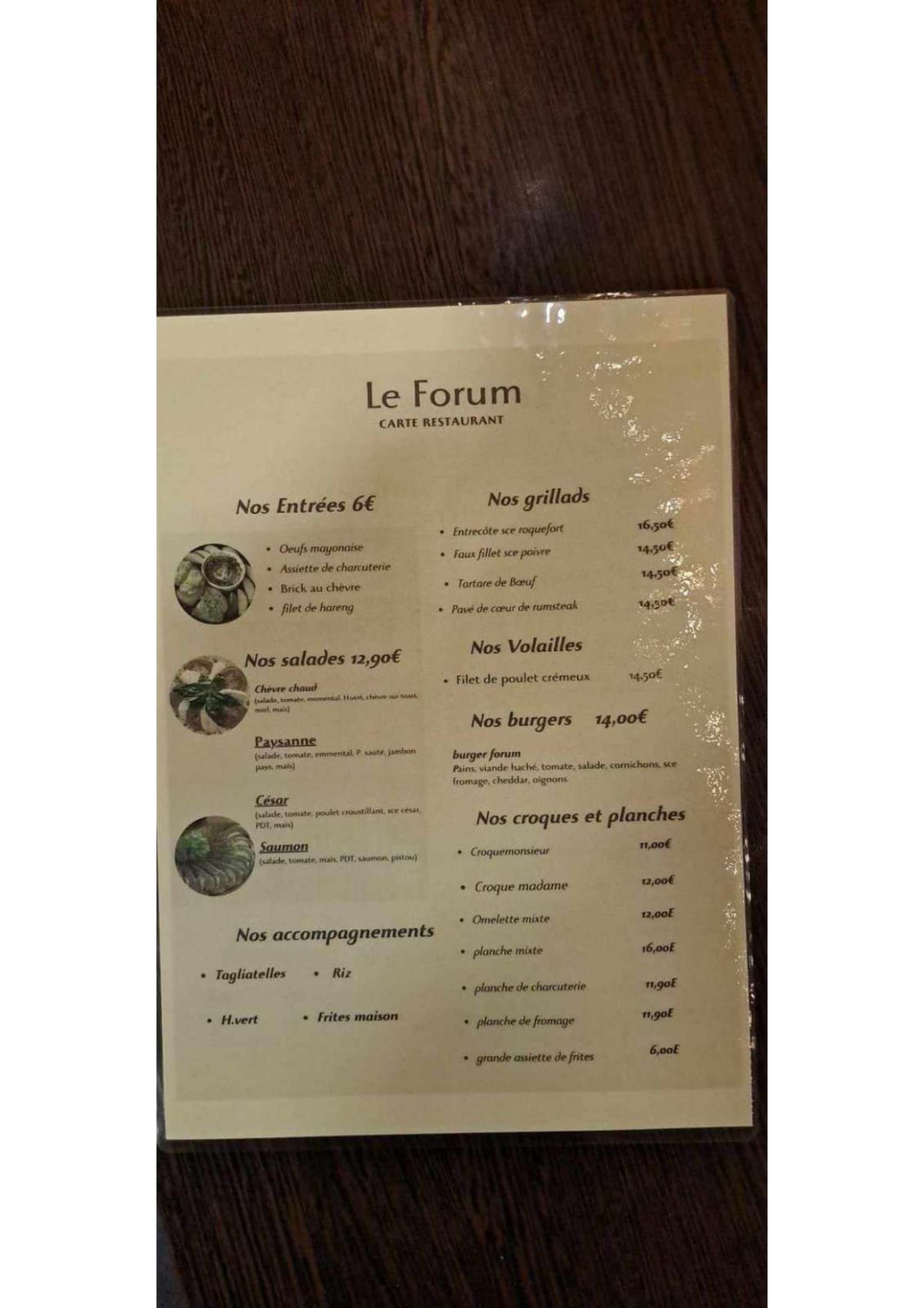 Café Forum menu