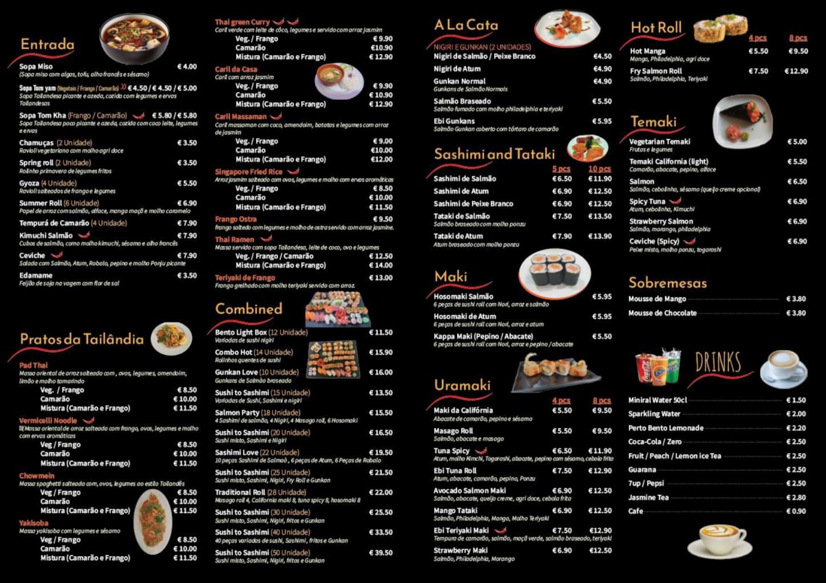 Perto Bento Norte (Sushi & Thai) menu